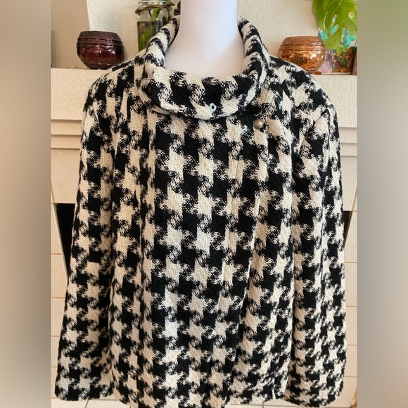 Lane Bryant Houndstooth Front Zipper Jacket, Dressy, Blk, White, Size 24 - Picture 3 of 12